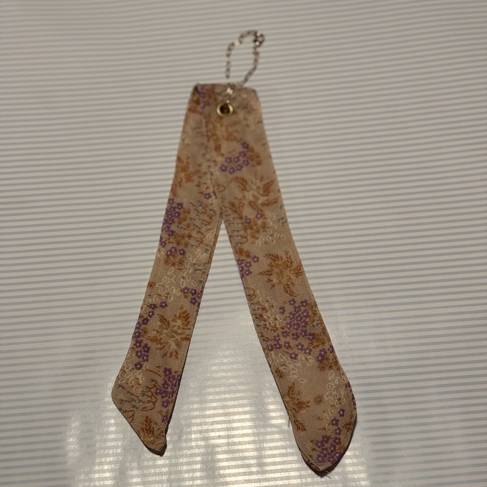 Tan Floral Purse Scarf Keychain